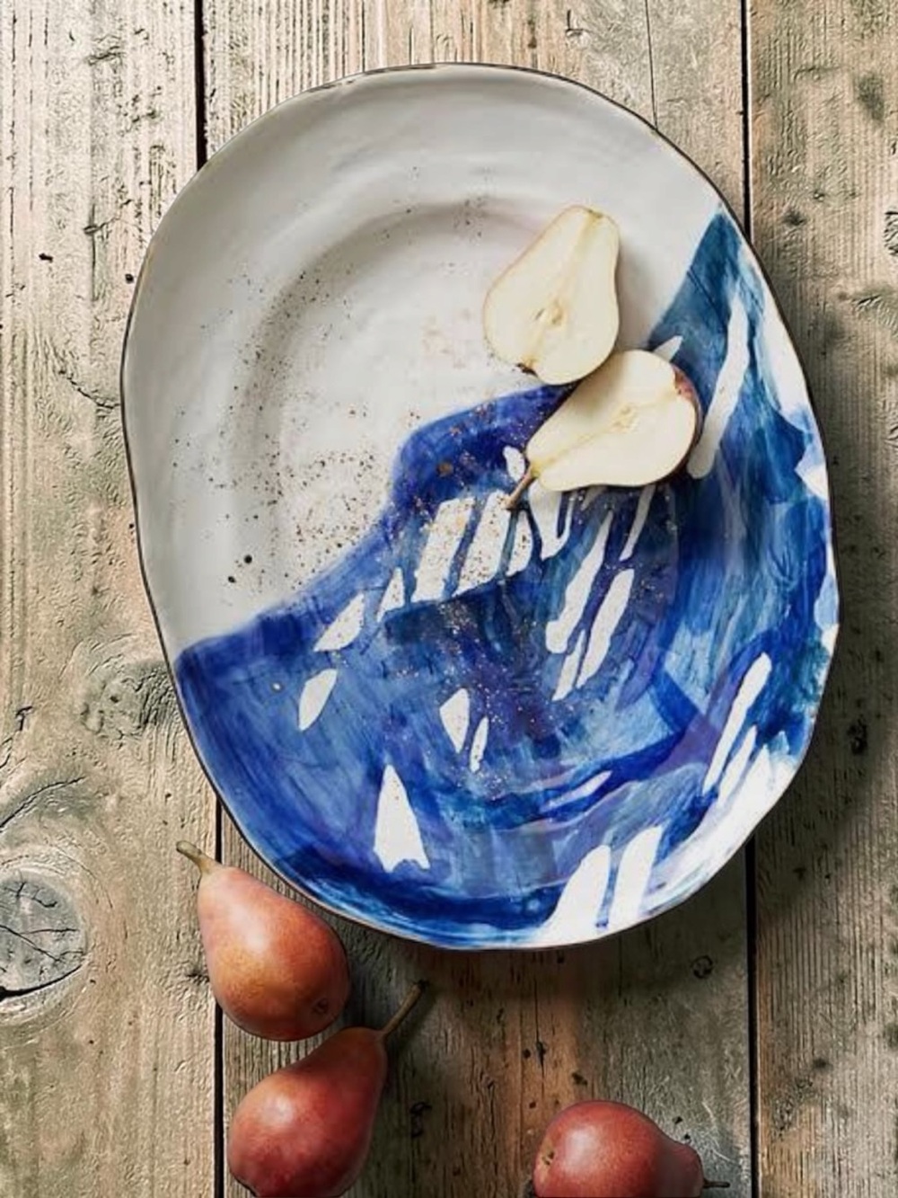 Suite One Studio for Anthropologie Mimira Indigo Cobalt Large serving platter